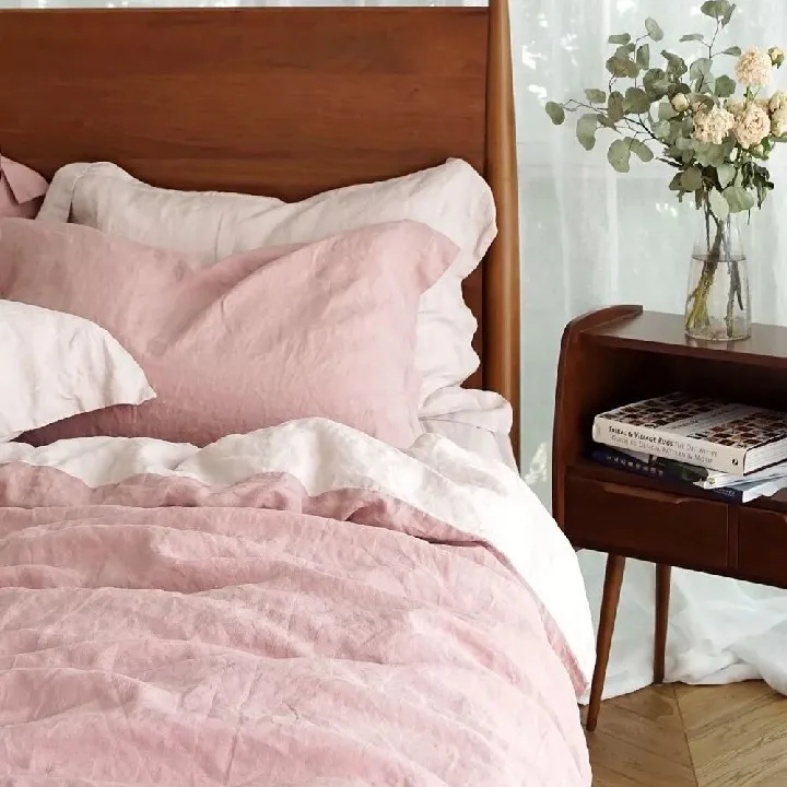 Wholesales french linen fabric bed sheets pure linen bedding sets