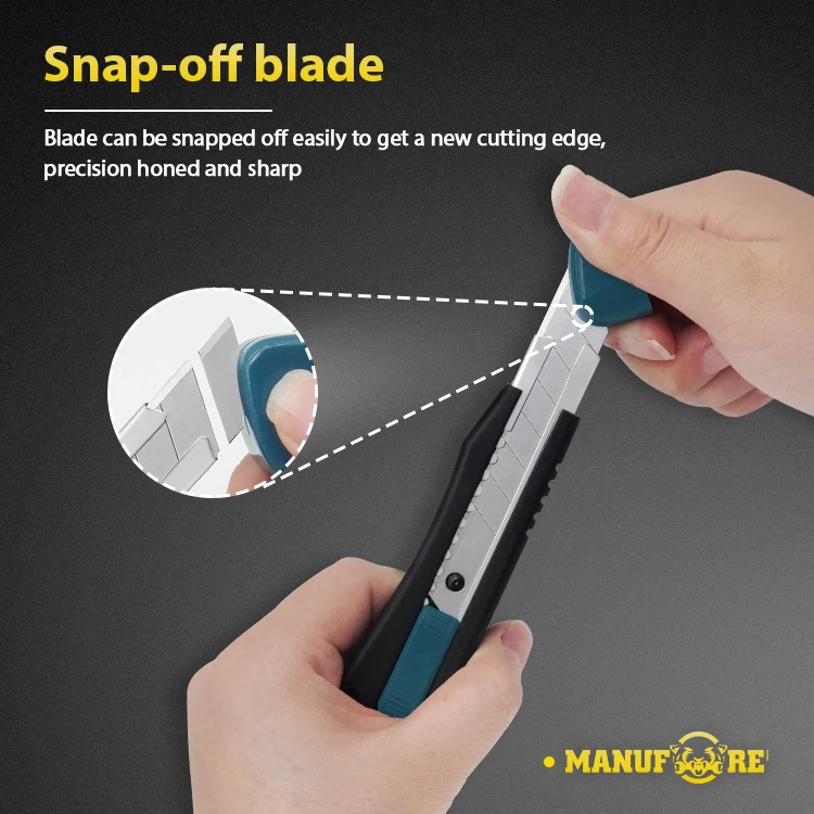 Manufore Snap-off Blade Knife Utility Knife Pocket Paper Knife Cutter With Plastic ABS  Handle Box Cutter Auto Lodk
