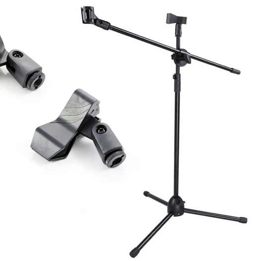 Microphone Stand, Kasonic Adjustable Tripod Mic Stands with 2 Mic Clip Holders; Professional Collapsible for Performance