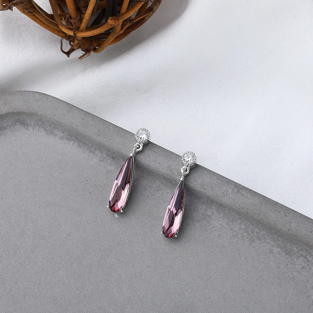 Good Quality S925 Sterling Silver Jewelry Long Water Drop Earrings for Ladies