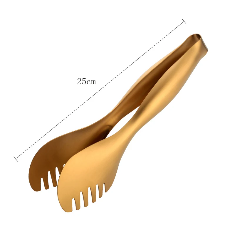 Food Grade Toothed Non Slip Stainless Steel BBQ Kitchen Cooking Food Serving Tongs