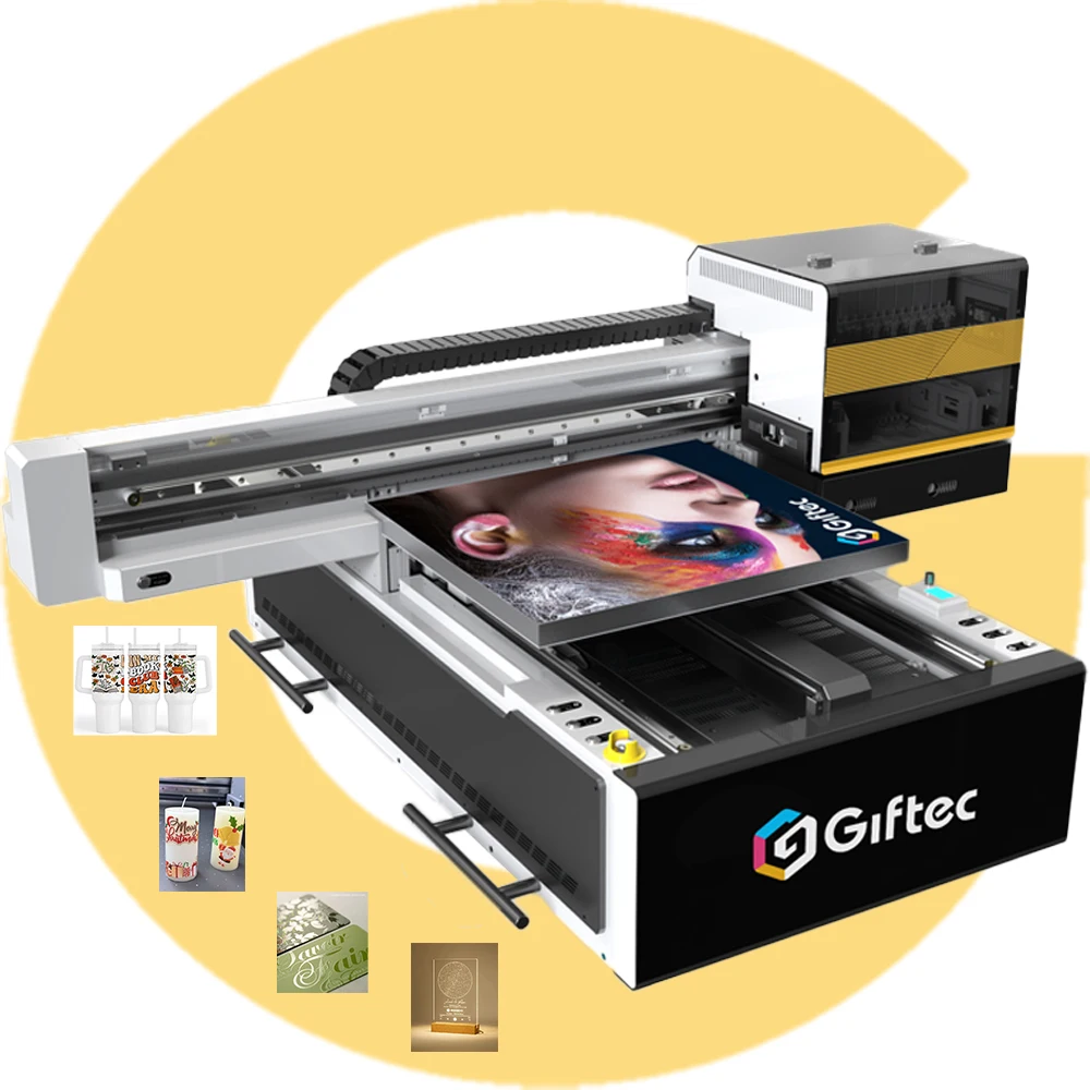 Giftec лидер продаж 2024 A1 6090 refececolor тройная печатающая головка Xp600/I3200 изготовленный на заказ логотип машина для принтера мячей гольфа