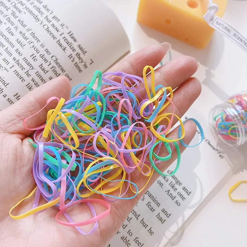 2022 new Japan and Korea macaron color high elastic disposable rubber band boxed gradient color hair ring head rope