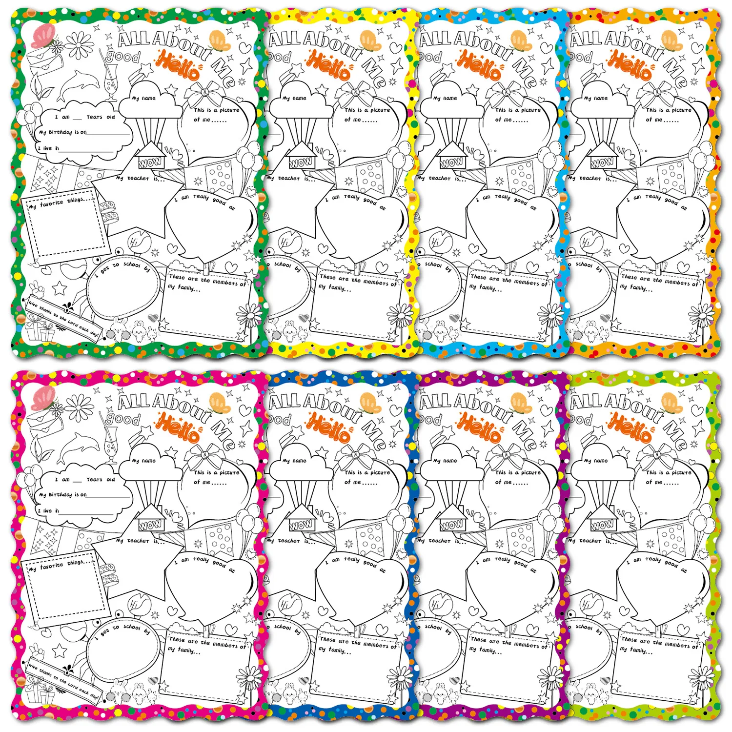 Custom Wholesale Early Education Decorative Children Party Drawing Cards Colouring Poster Kids Diy Colorful Painting Toys
