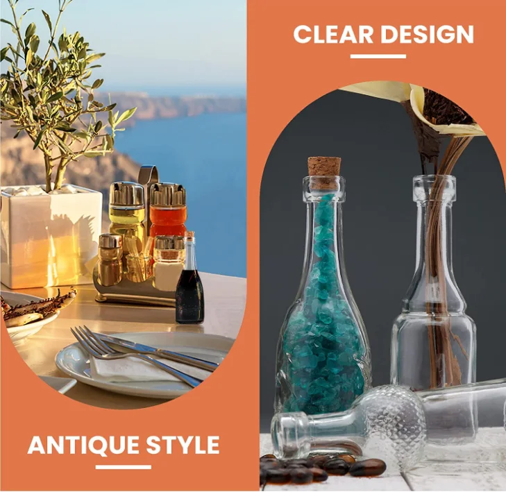 2023 Factory Customized Small mini clear vintage glass bottle with Wooden stopper