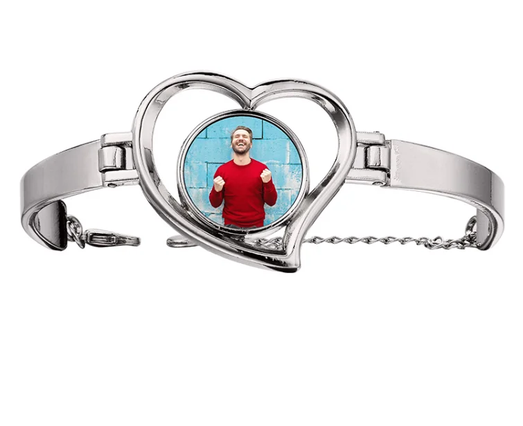 Lancoda sublimation blank heart photo bracelet bangle