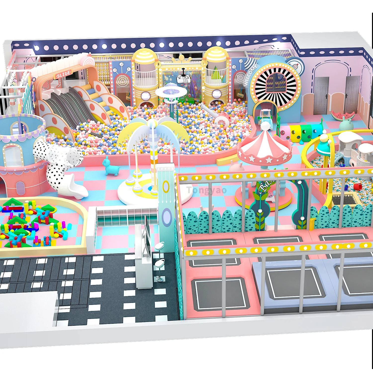 Candy theme Custom kids playground indoor soft play naughty castle