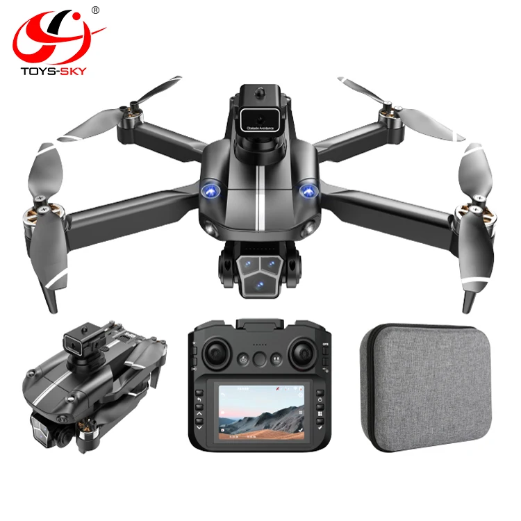 S182GPS all mini folding brushless foldable four sided obstacle avoidance GPS drone with built-in display screen remote drone