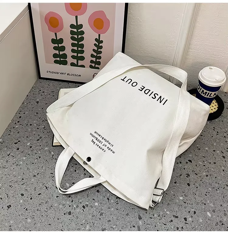 Large Oversize Weekend Thick Fabric Canvas Cotton Shopping Tote Bag Women Fashion Handbag With Long Strap