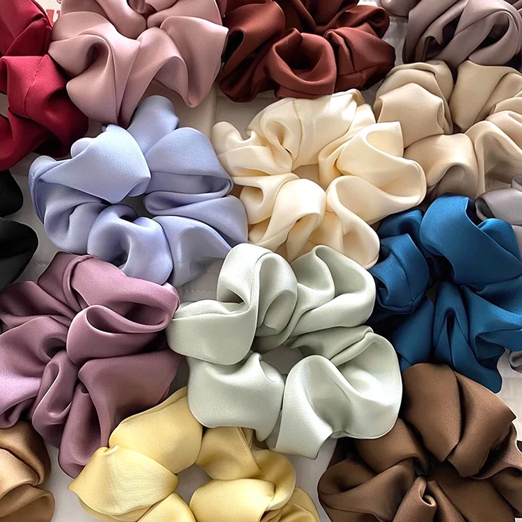 Satin Silk Hair Scrunchies Soft Hair Ties Fashion Hair Bands Bow Ropes Elastic Bracelet Ponytail Holders Women Girls