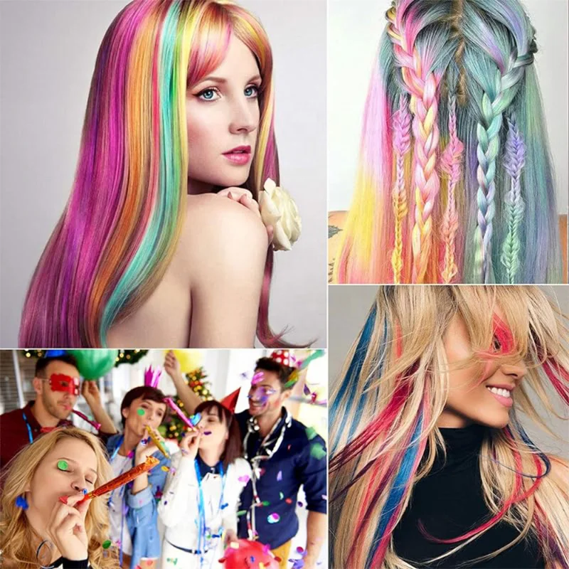Wholesale Women Rainbow Color Synthetic Hair Extensions Hairpiece Clip in Colored Wave Curly