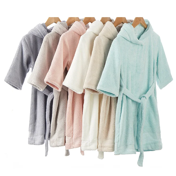 
Factory Wholesale bademantel kinder Custom Design Unisex Soft baby hood bathrobe cotton child bathrobe 