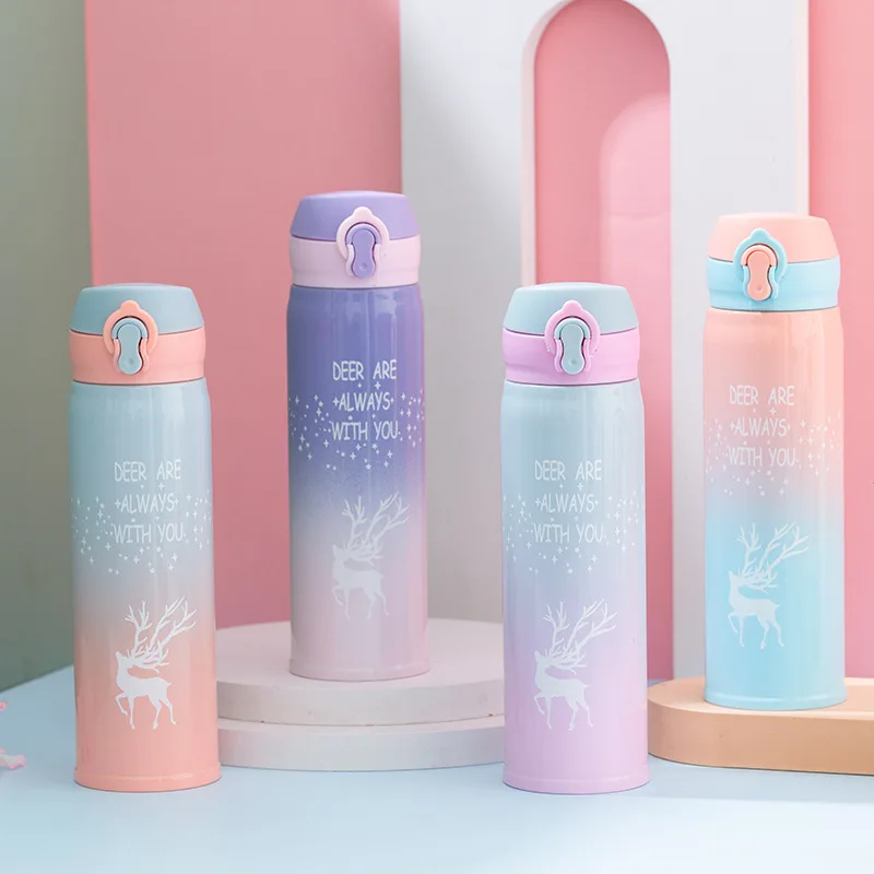 2022 New Christmas santa double wall vacuum thermos cup stainless steel insulated reusable hot water bottle