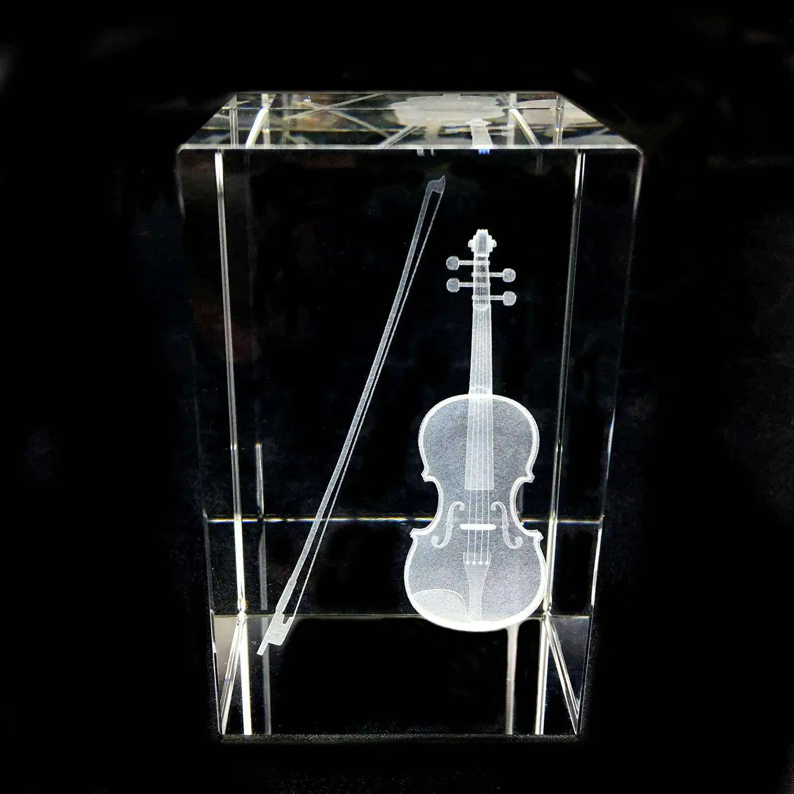 JY Manufacturer wholesale rectangle cube guitar figurine Custom 3d laser etching crystal glass crafts glass block