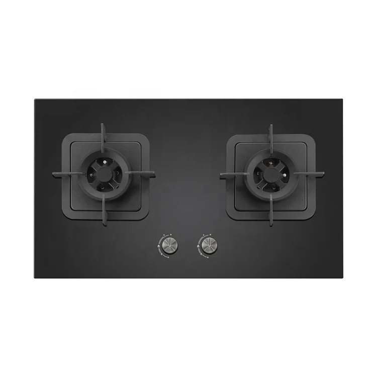 
Kitchenware Wok Hobs Built-In Gas Hob 2 Burner Tempered Glass Gas Hob 