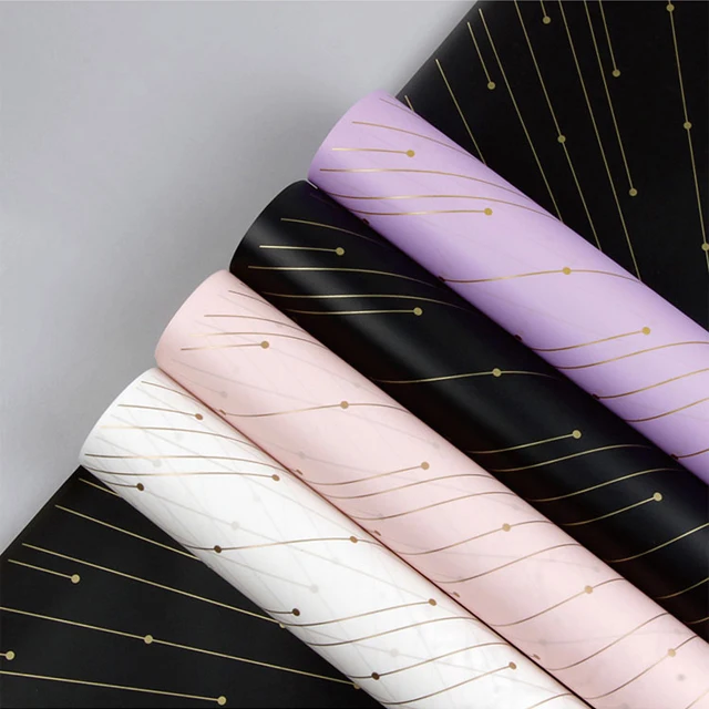 Wholesale korean style waterproof rose floral bouquets packing plastic roll tissue flowers wrapping paper packaging