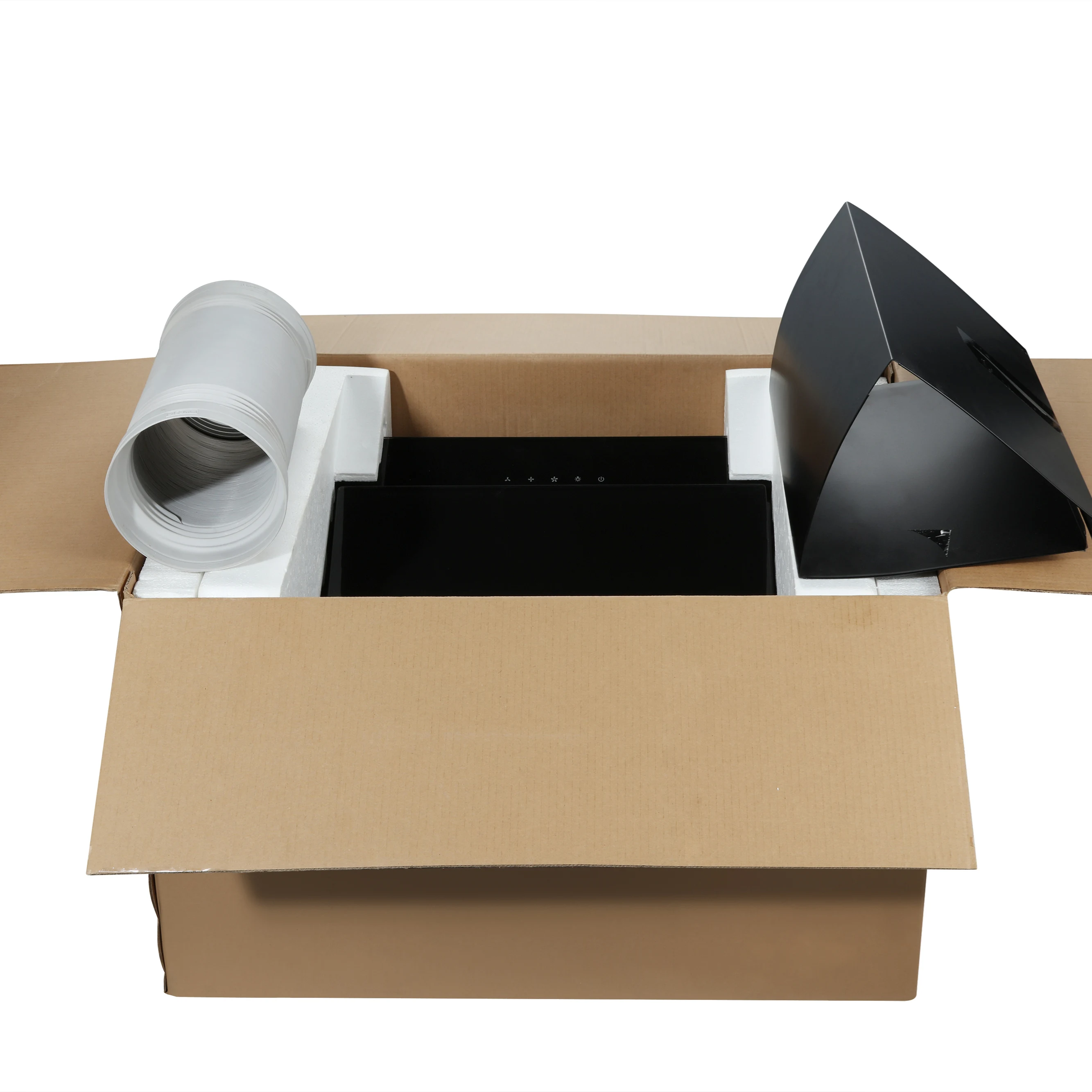 Wall mounted vertical restaurant kitchen extractor range cooking hood with 400mm stainless steel chimney