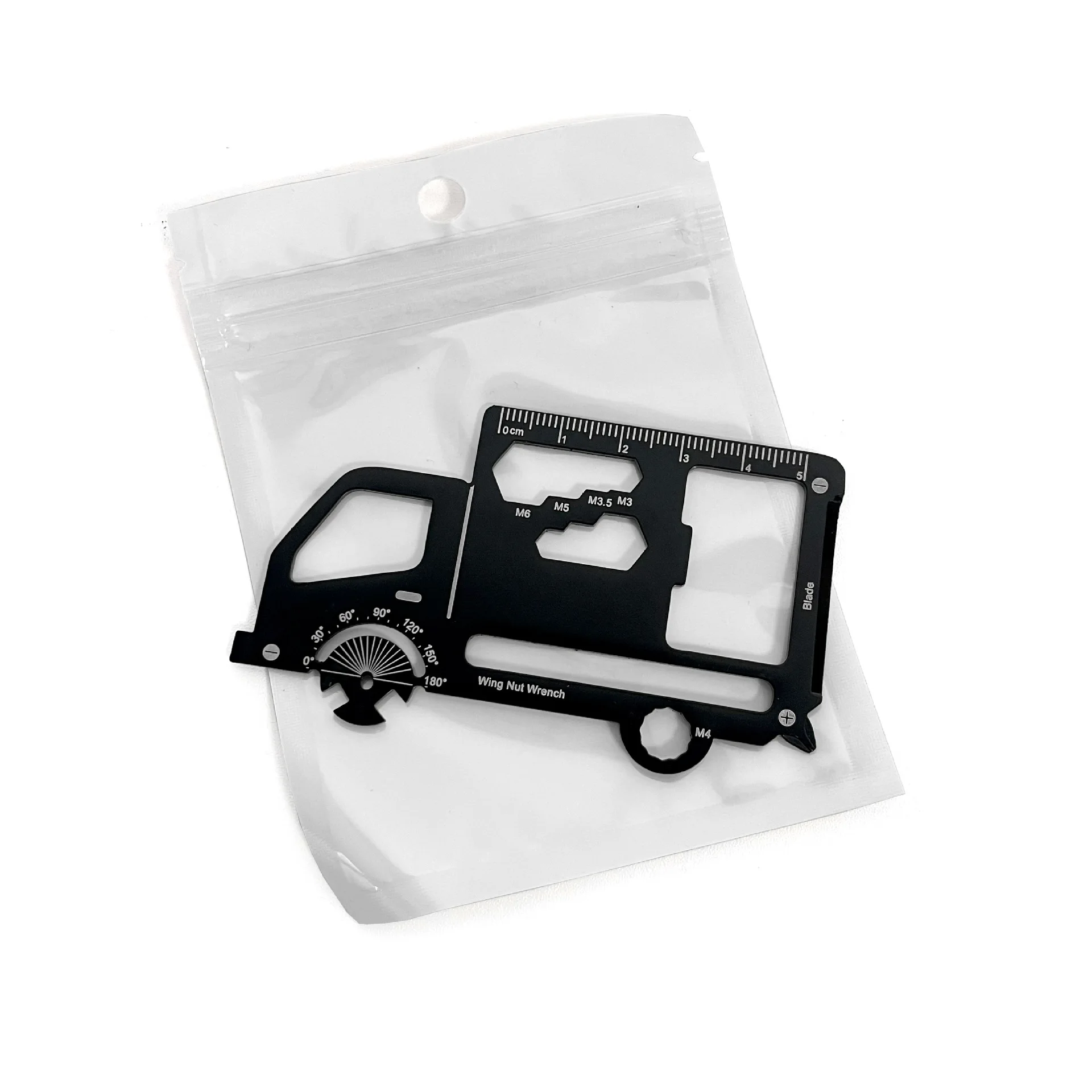 Custom logo Portable 20 in 1 Van Truck Shape Multi-Function Tool Card Key Chain for Outdoor Hiking & Camping