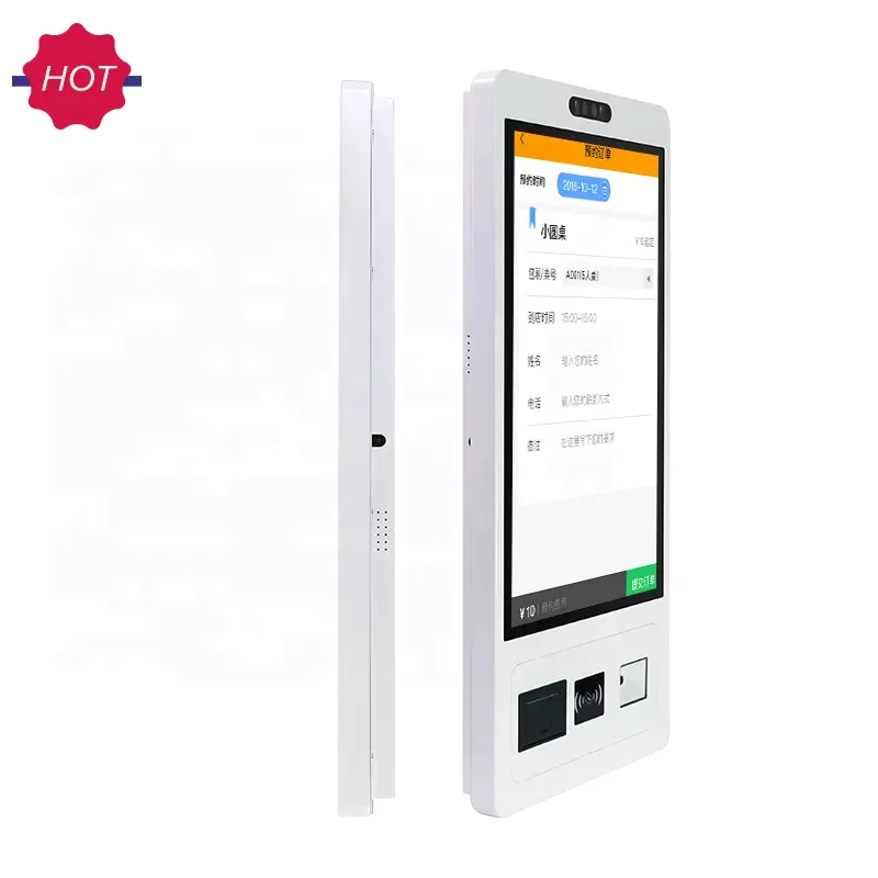 32 Inch Self Checkout Service Kiosk Machine Touch Screen Interactive Touch Ordering Kiosk With Payment Qr Code Scanner Terminal