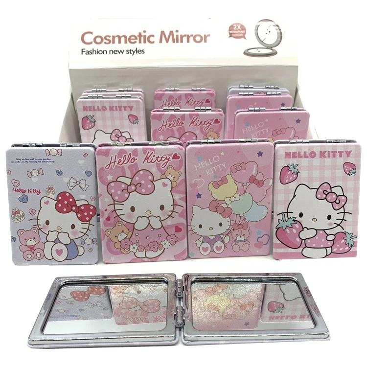 Hello KT Folding Double sided Small Makeup mirrors Portable square Beauty mirrors