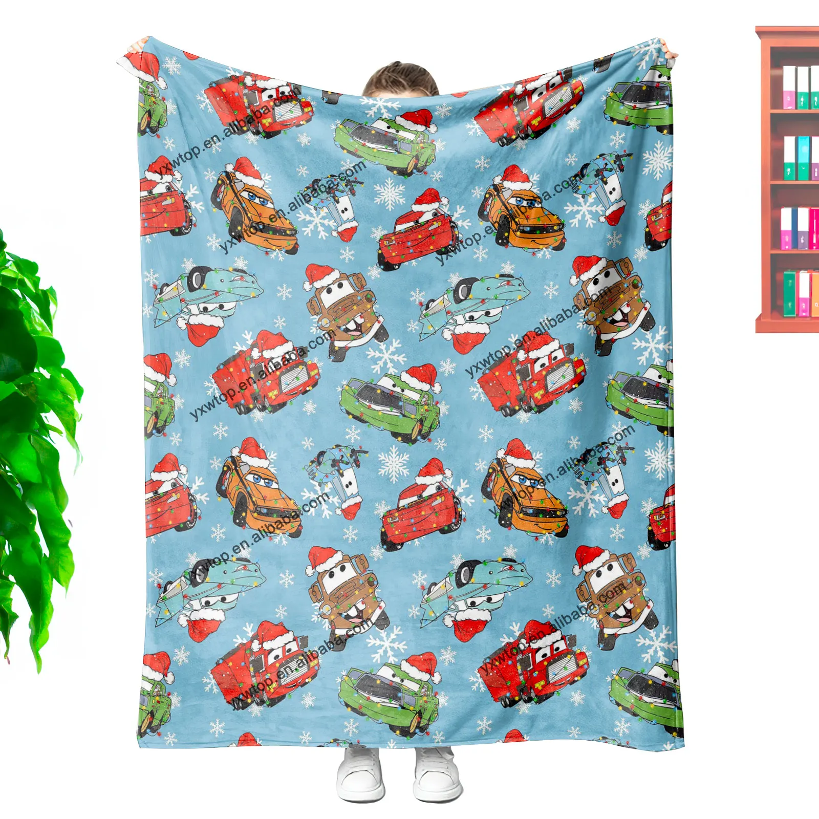 wholesale custom Printed Cartoon movie Cars pattern children Soft warm Portable eco fleece christmas Throw Blanket for kids