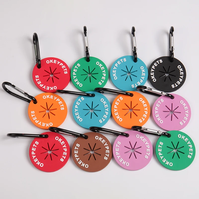 Multi Color Logo Round Poop Bag Holder Clip PVC Rubber Silicone Dog Waste Dispenser Bag Garbage Bag Clip