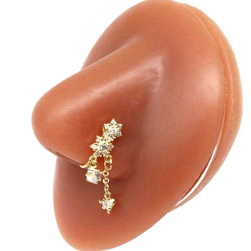 Gaby new arrive butterfly heart design dangle clip on faux nose ring cuff  nose cuffs  nose ring non piercing jewelry