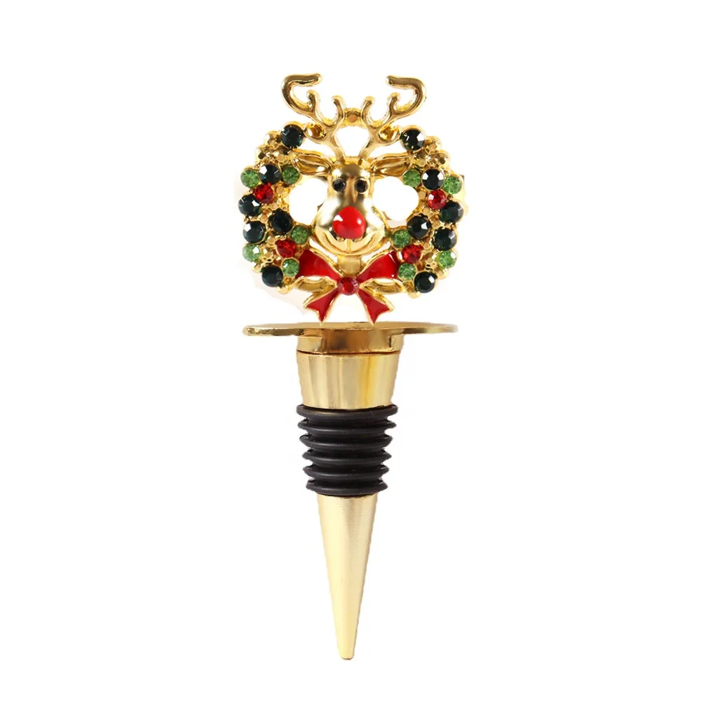 New bar tools Creative Metal Alloy Red Wine Stopper Christmas Gift Snowflake Wine Stopper Party Favors Deer Wine Topper Stopper