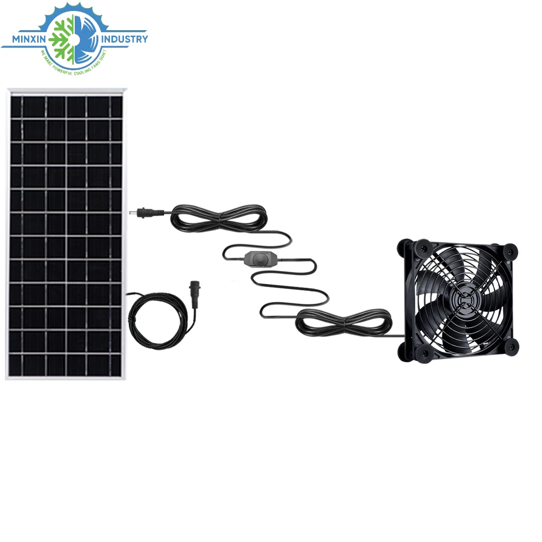 Solar Fan with Variable Speed for Dog House Waterproof Brushless DC Small Fan Ventilation for Greenhouses