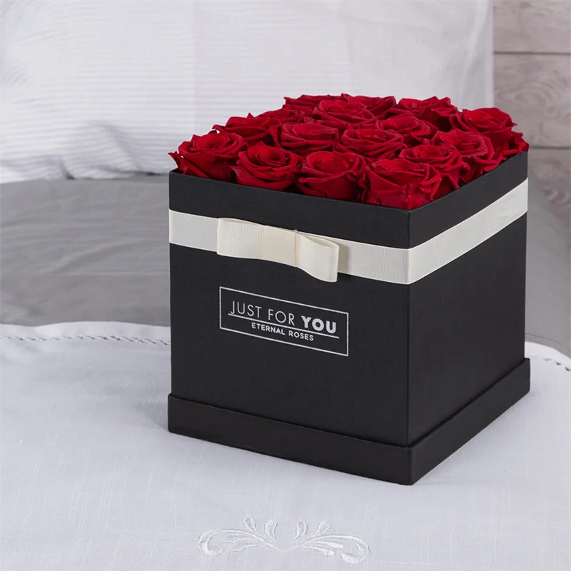Wholesale Carton Paper Custom Print Floristry Waterproof Cardboard Cap Rose Packaging Square Flower Hat Boxes For Flowers