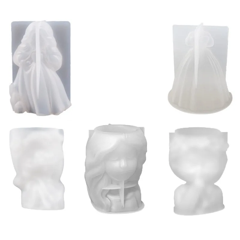 Newest DIY Wedding Princess Dress Resin Gypsum Aromatherapy Candle Silicone Mold Cake Decoration Mold and Soap Moulds