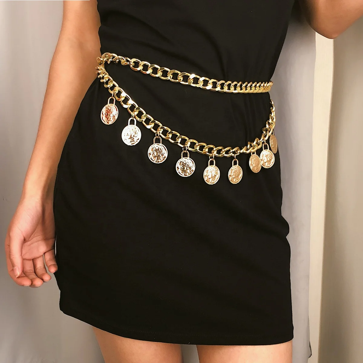 Fashion Gold Alloy Multi-layer Exaggerated Body Chain Female Adjustable Alloy Waist Chain Belt for Women