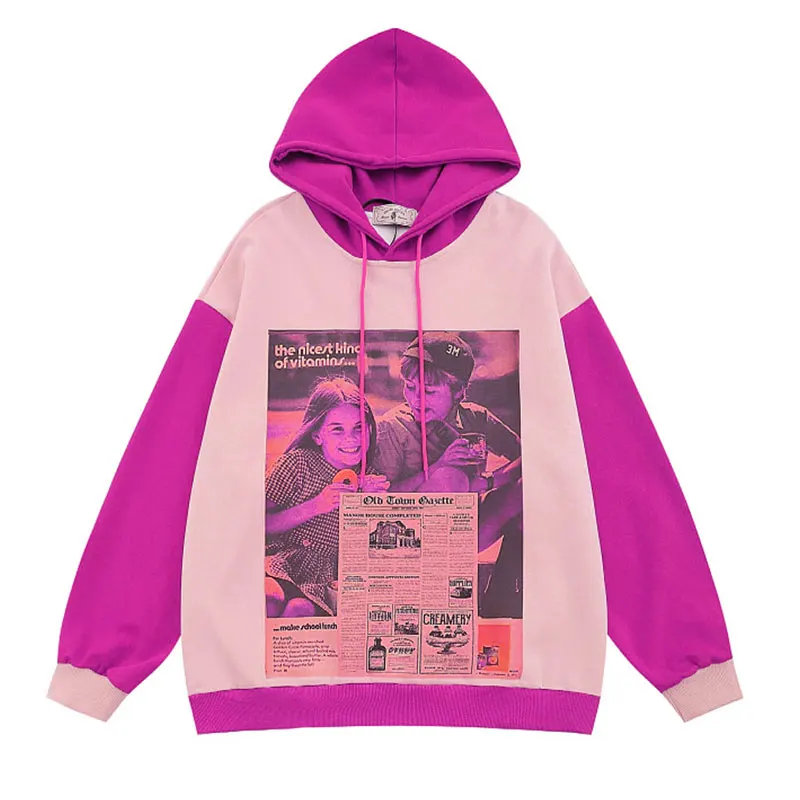 Digital direct print hoodie jumper custom fashion cotton hoodie for men and women off shoulder red orange rope coat