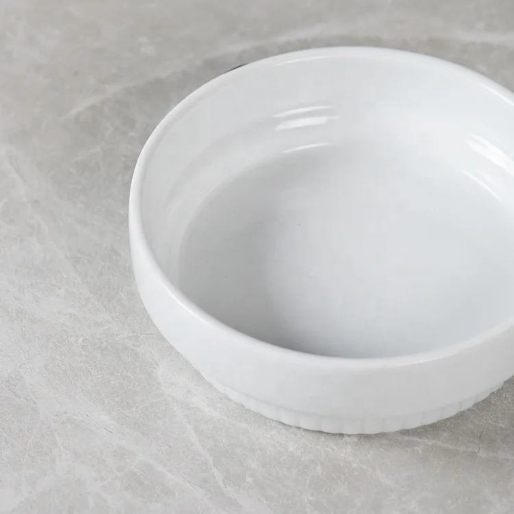 Wholesale Custom Printed Wholesale Ceramic Porcelain White 5 Inch 250ml Pottery Serving Bowl