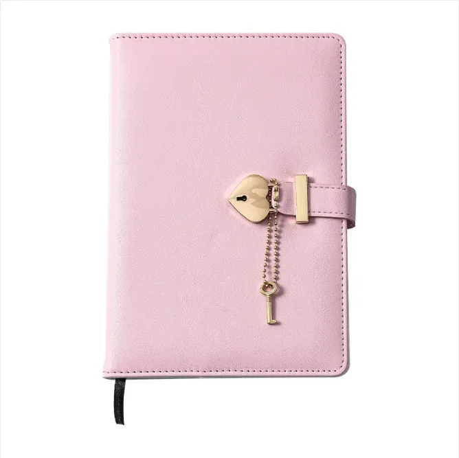 Factory Custom Printed PU Leather Girls Diary with Lock Recycled Leather Diary Notebook 2024