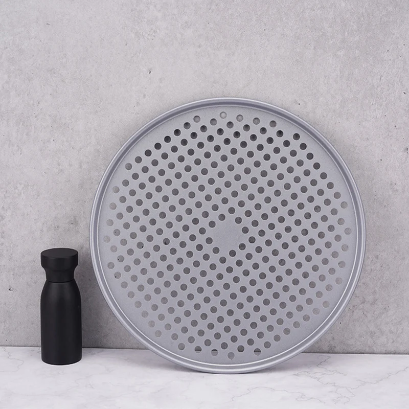 14.5 inch Carbon steel perforated pizza pan baking tray nonstick round pizza pan with holes