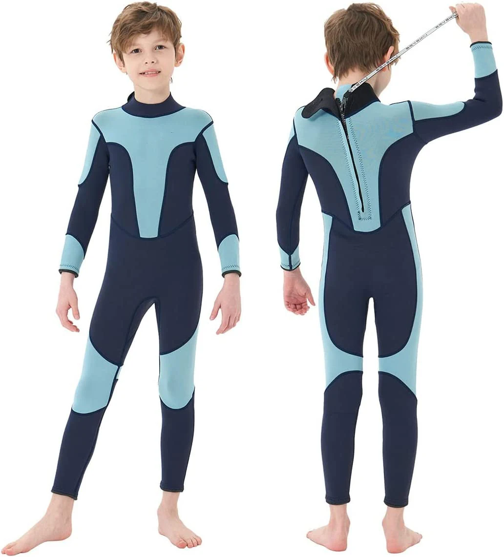 Kids Wetsuit for Boys Girls 3mm Neoprene Fullsuit Back Zip for Toddler Water Aerobics Diving Boating Snorkeling Surfing Swim