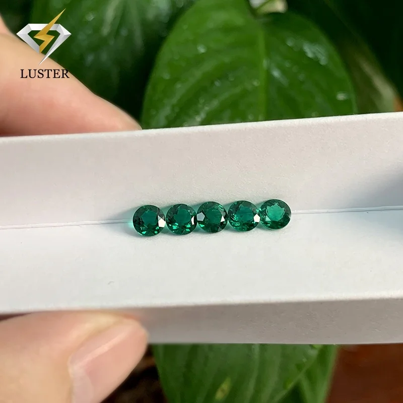 Luster lab grown Zambia green synthetic gemstone hydrothermal emerald loose