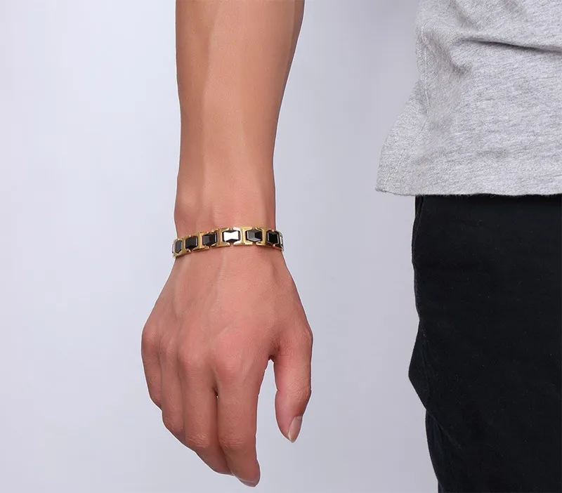 Wholesale Popular Gold Black Ceramic Magnetic Bracelet Mens Germanium Bracelets