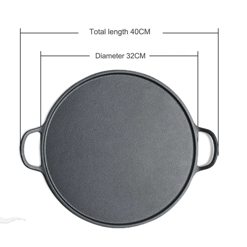 Pre Seasoned Cast Iron 12.5 inch Crepe Pan Kitchen Pancake Pizza Cast Iron Fry Pans