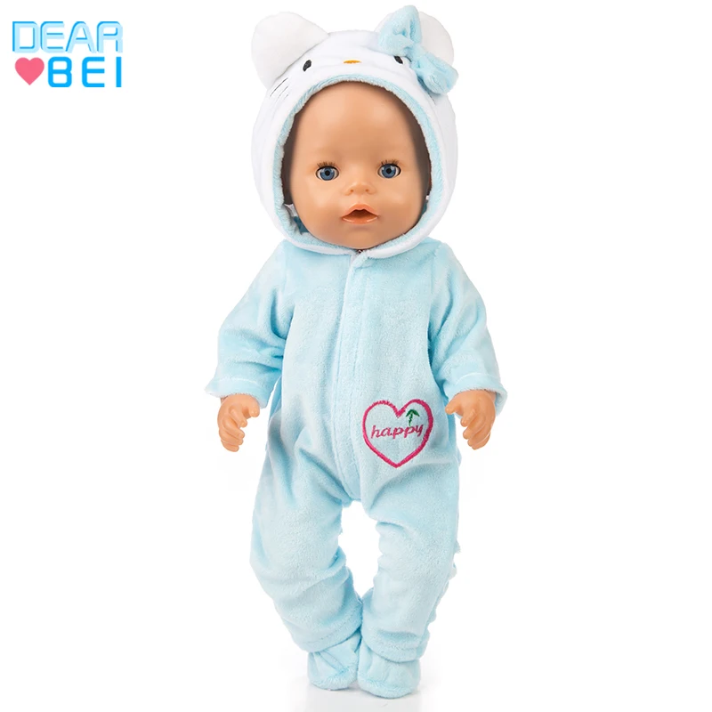 Cartoon Cat Onesies American Doll Clothes,Factory Direct Custom Doll Clothes,Mini Doll Clothes For 43cm Baby Doll