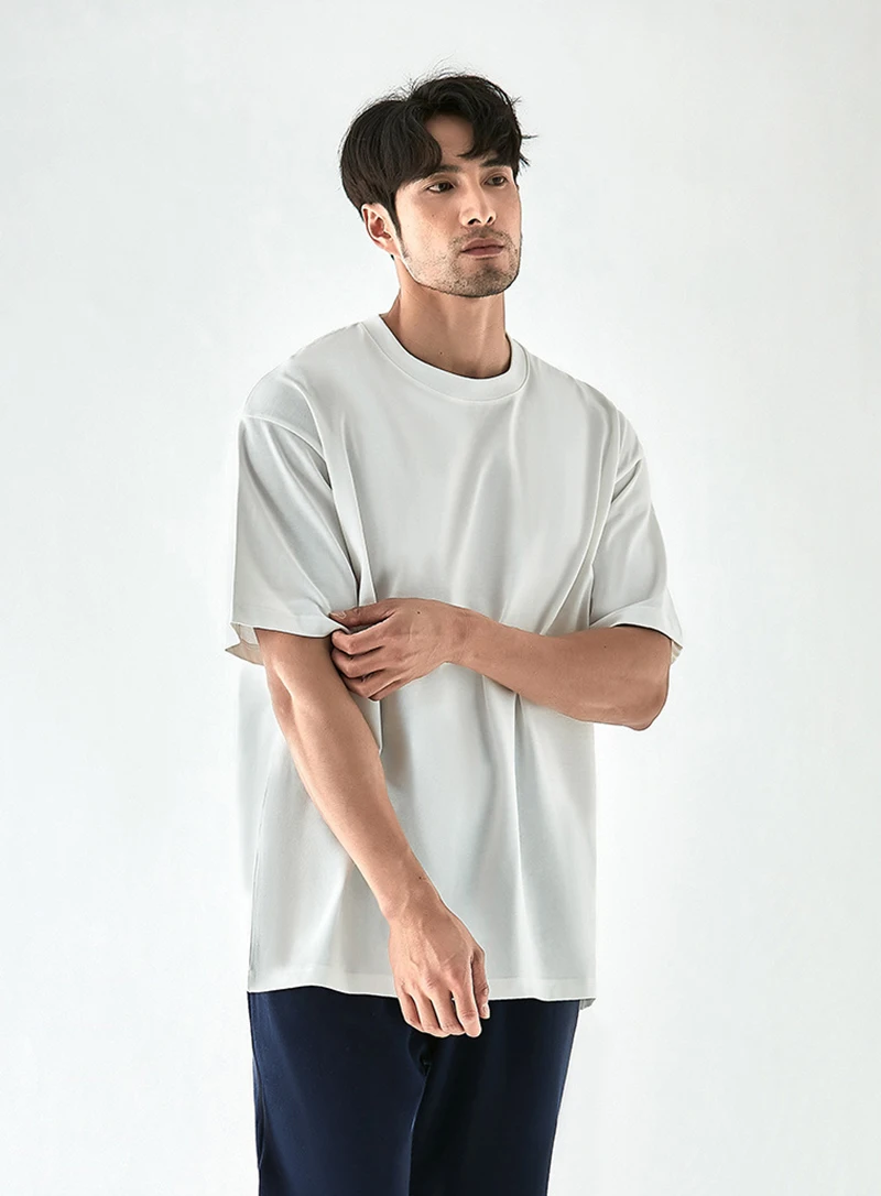 Custom Screen Printing Mens S-shirts. 270G Cotton Drop Shoulder Boxy Round Neck Summer Luxury T Shirt