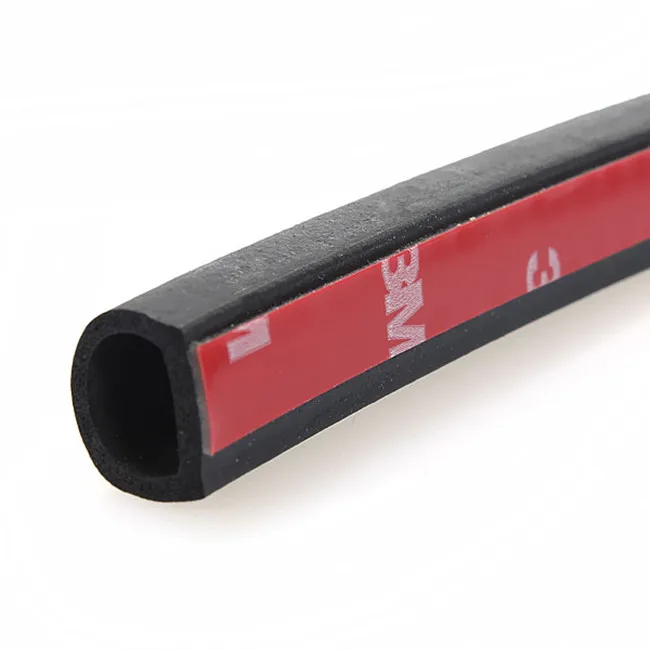 closed cell sponge D profile soundproof car door seal with  adhesive tape