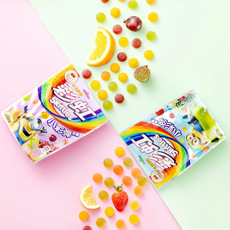Hot selling Skittle Fruit Candy 50g Exotic Snacks Colorful Mixed Fruit Flavor Soft Jelly Skittle Candy