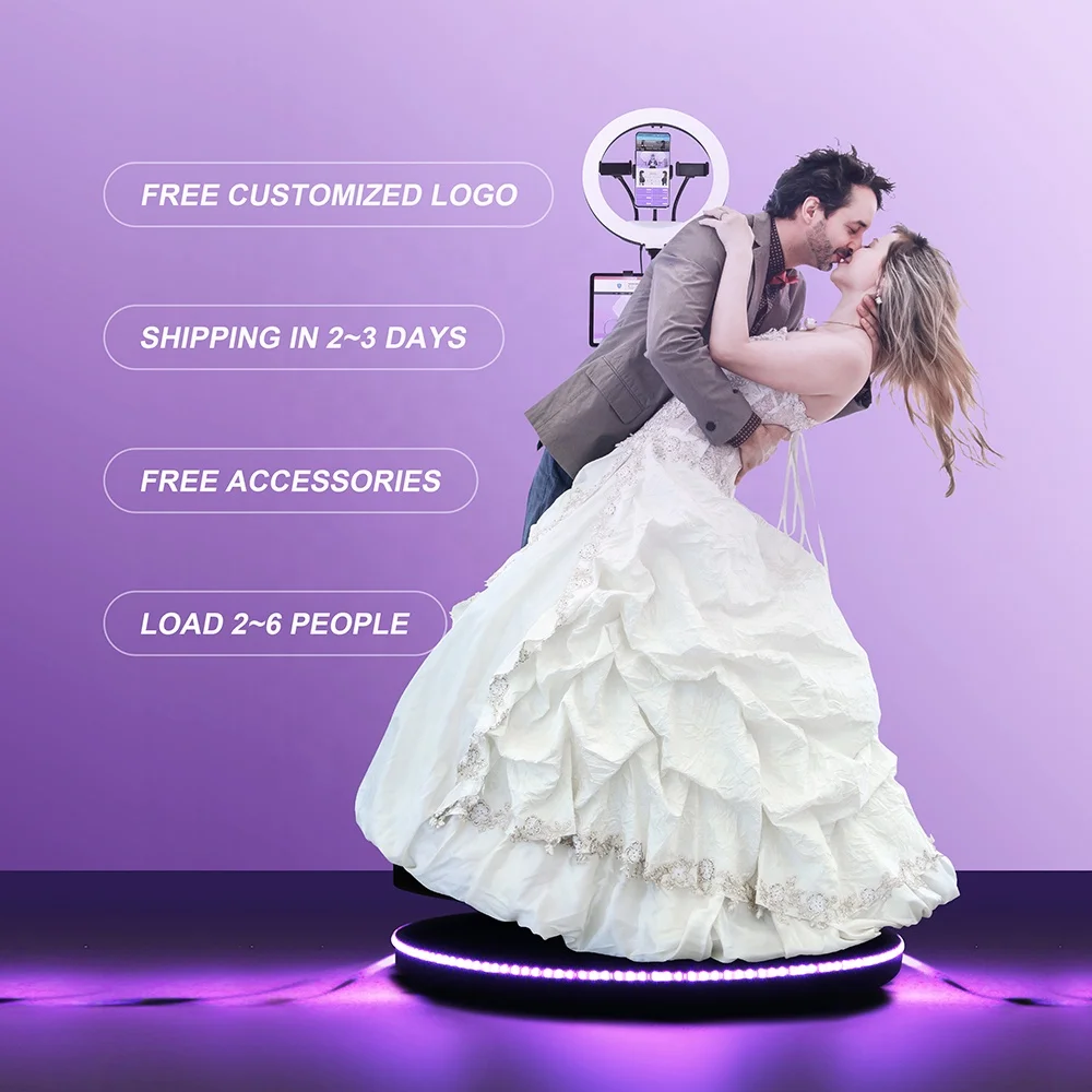 High Quality Led Rotating 3D Camera Automatic Wedding Props 360 Degree Photo Booth