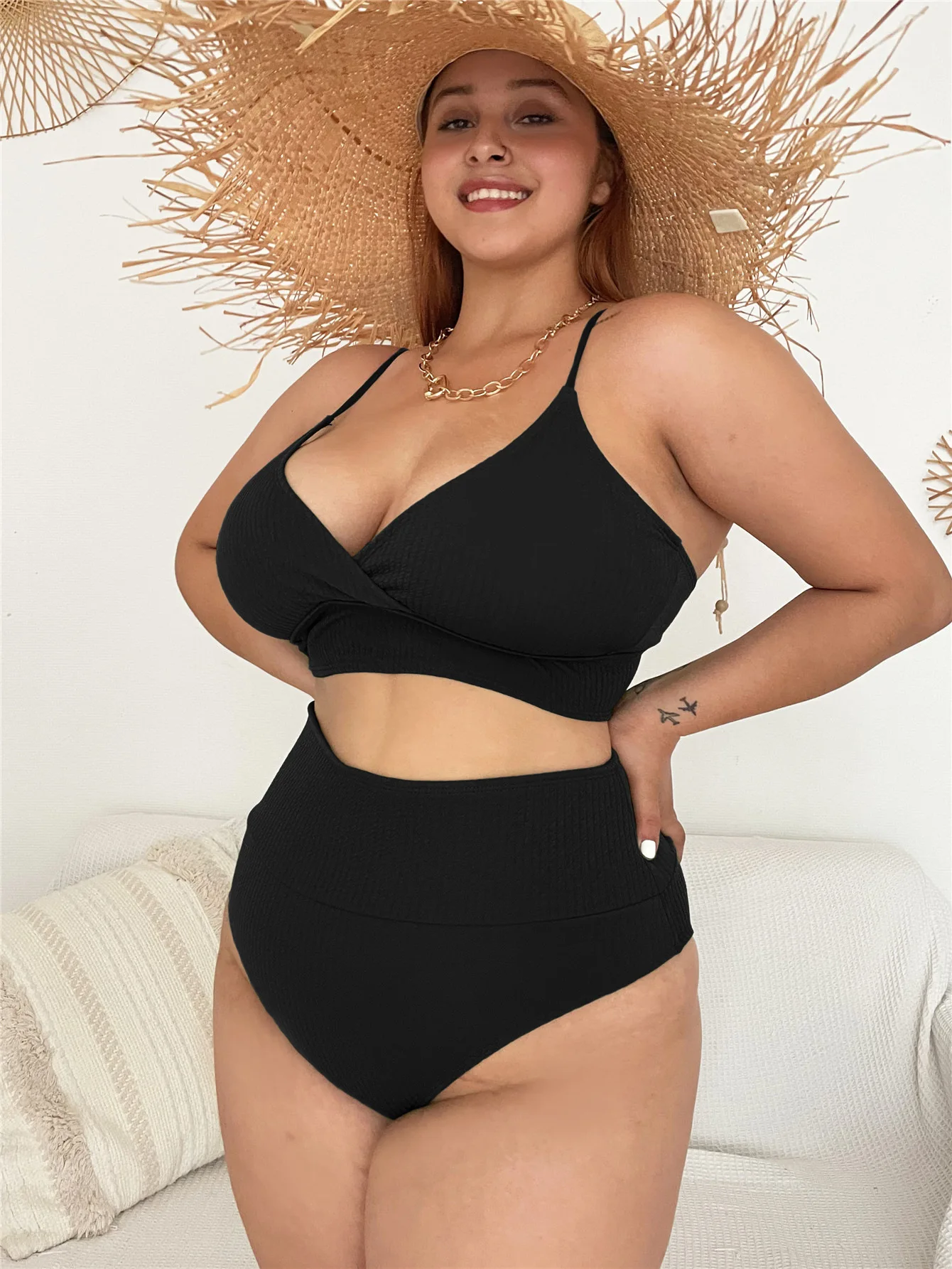 2022 high waist crochet bikini swimwear plus size swimwear bikini for fat women