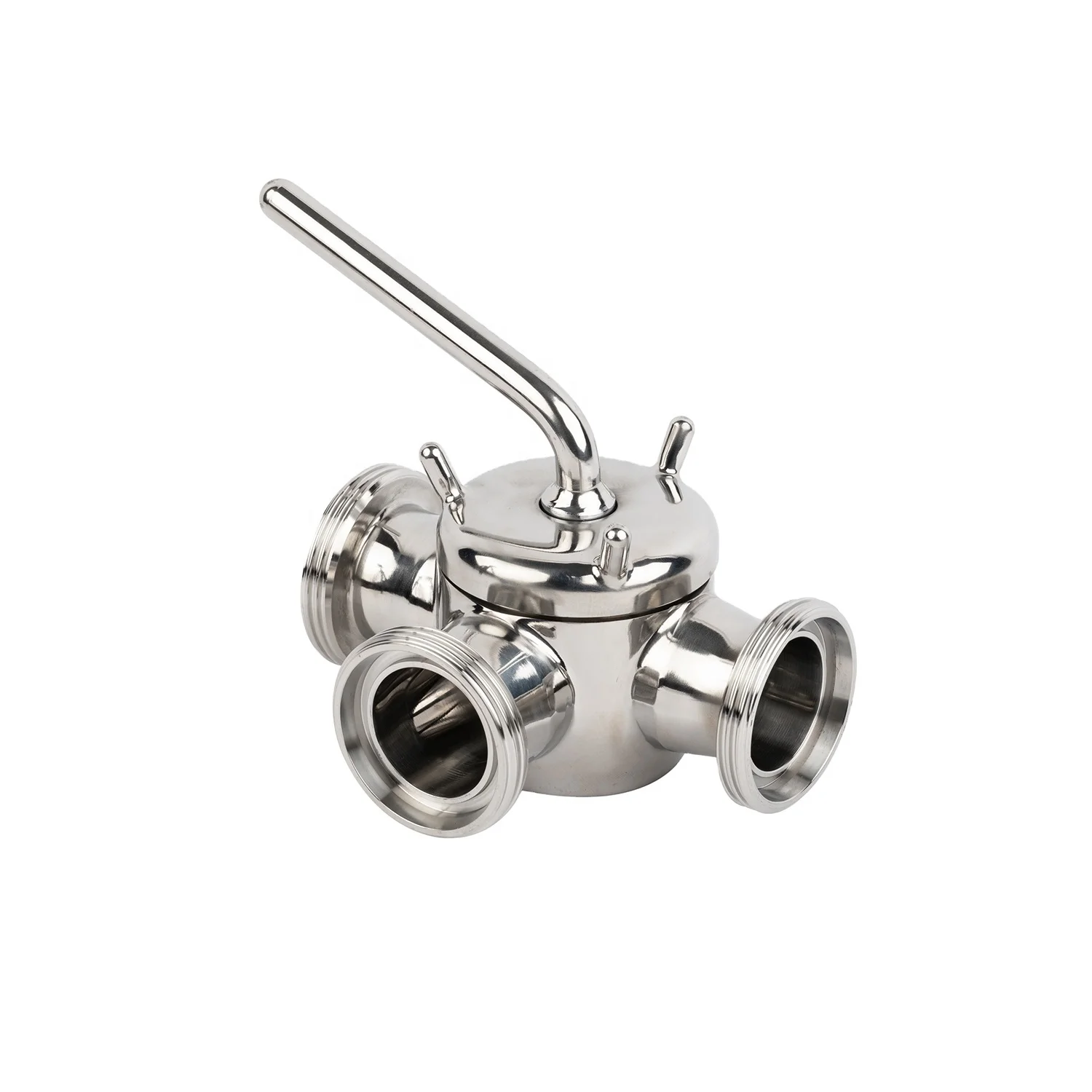 DKV Stainless Steel 3-Way Plug Valves Clamp Sanitary DIN Stainless Steel  Sanitary Thread Plug Valve Male