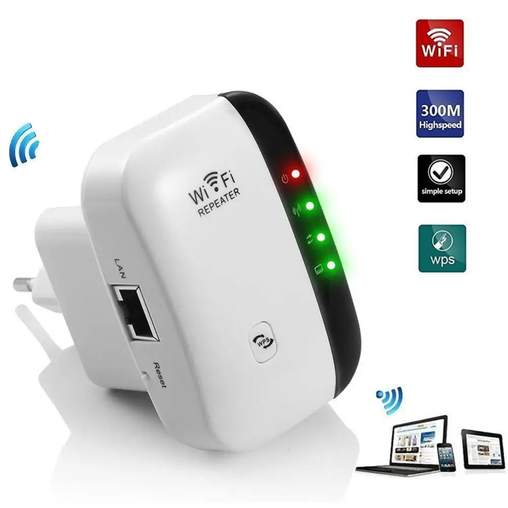 
WiFi Extender 300 Mbps with WPS Internet Signal Booster WiFi Range Extender Antennas LAN Port & Compact wifi booster 