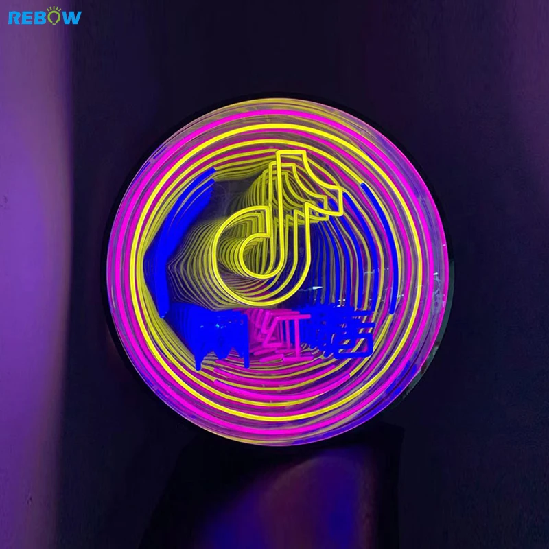 Free Design Wedding Decoration Flexible LED Illuminated Logo Multi Layer Mirror Custom Neon Signs