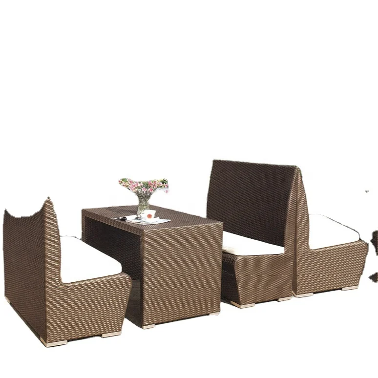 Poly rattan bench outdoor furniture restaurant booth seating